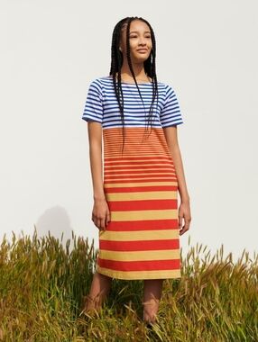 Uniqlo x MARNI Striped Short Sleeve Dress 2022 Size S 100% Cotton